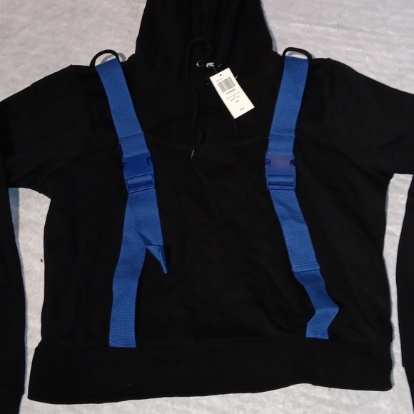BUCKLE Strap Cutout Girls Crop Hoodie LG - Picture 4 of 5